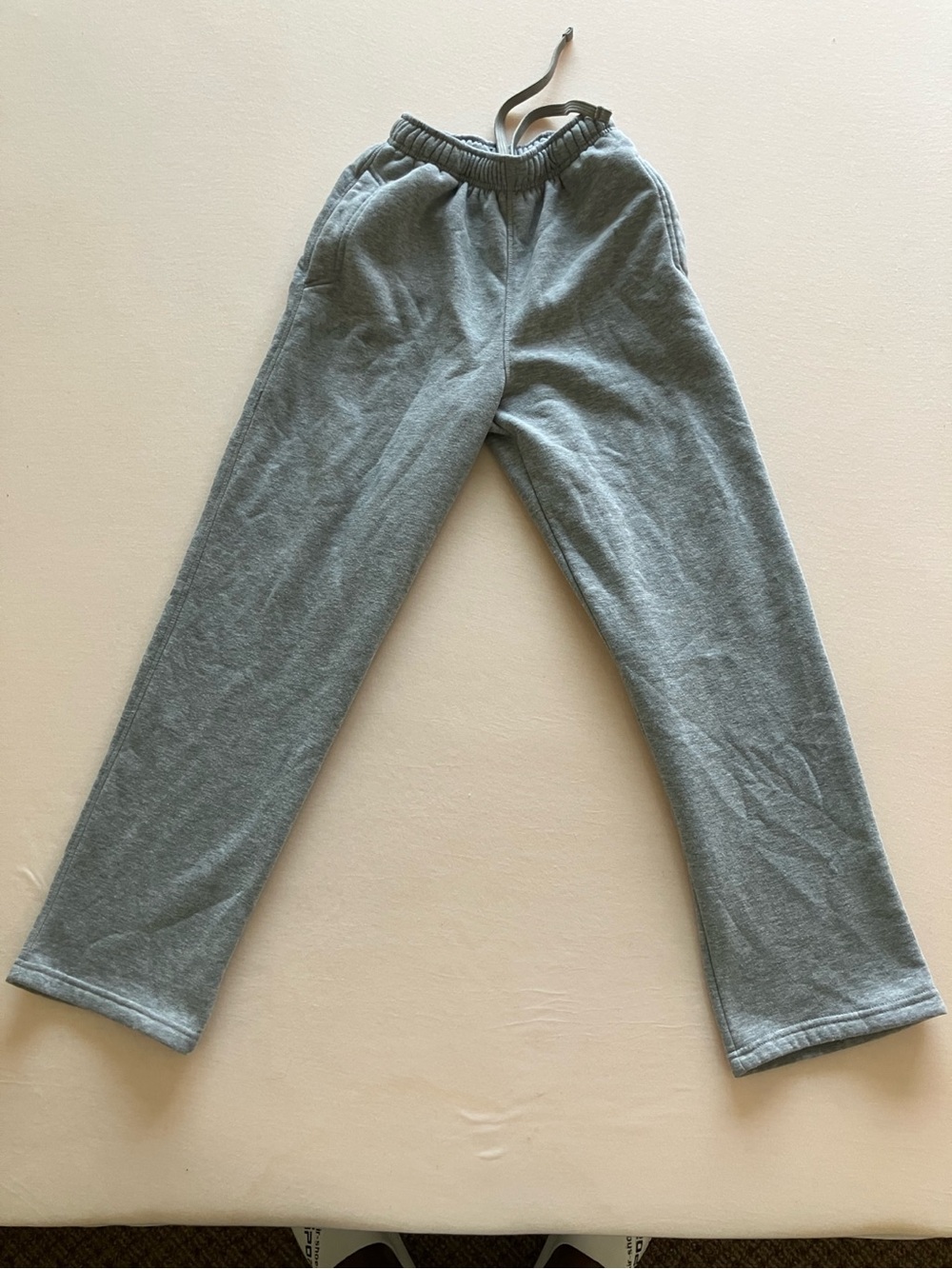 Men’s Small Heather Grey Fleece Sweatpants Wide Leg Relaxed Fit Joggers
